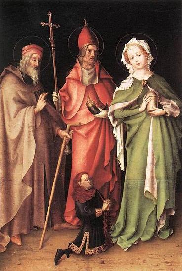 Stefan Lochner Saints Catherine, Hubert, and Quirinus with a Donor China oil painting art